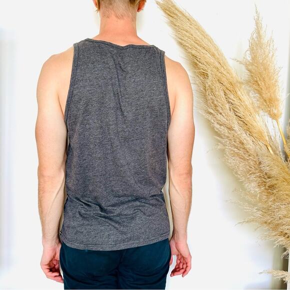 MENS VOLCOM Dark Heather Grey Gray Sleeveless Tank Top Relaxed Tee Shirt M - Picture 2 of 10